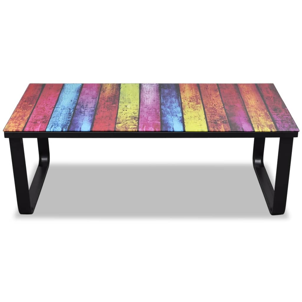 Salontafel Met Regenboog-Print Glazen Tafelblad Regenboog