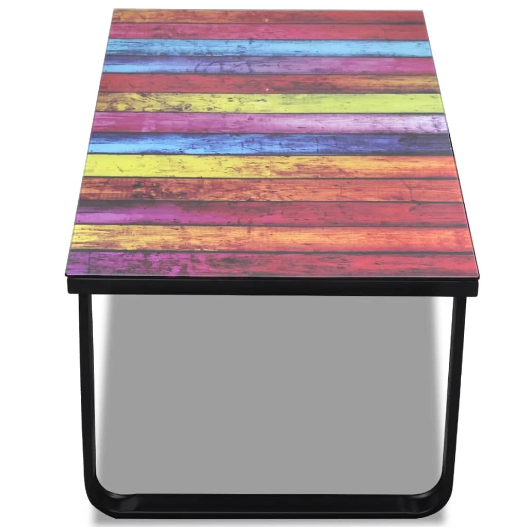 Salontafel Met Regenboog-Print Glazen Tafelblad Regenboog