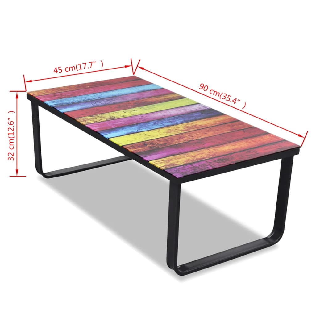 Salontafel Met Regenboog-Print Glazen Tafelblad Regenboog