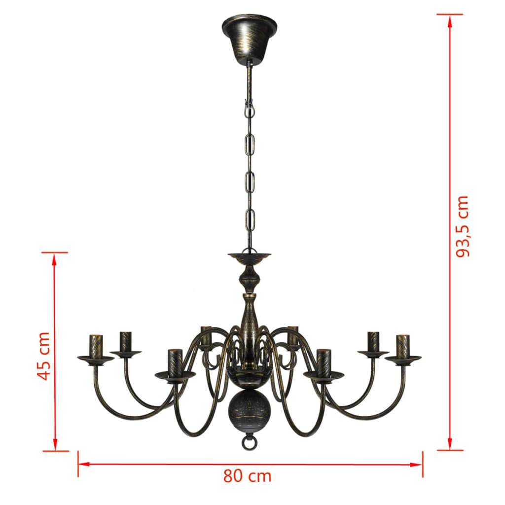 Kroonluchter Zwart Metaal 8 X E14 Lampen 80 x 45 cm