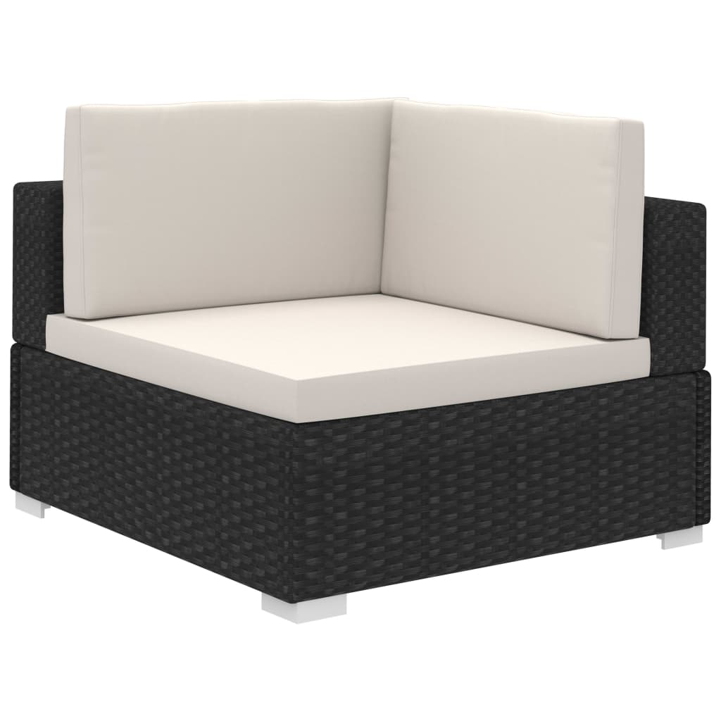 8-Delige Loungeset Met Kussens Poly Rattan Zwart