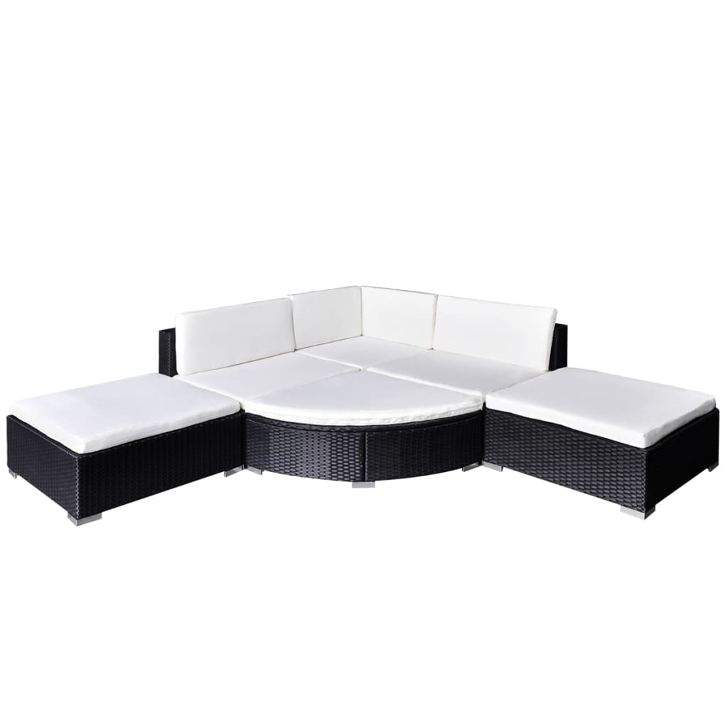 6-Delige Loungeset Met Kussens Poly Rattan Zwart