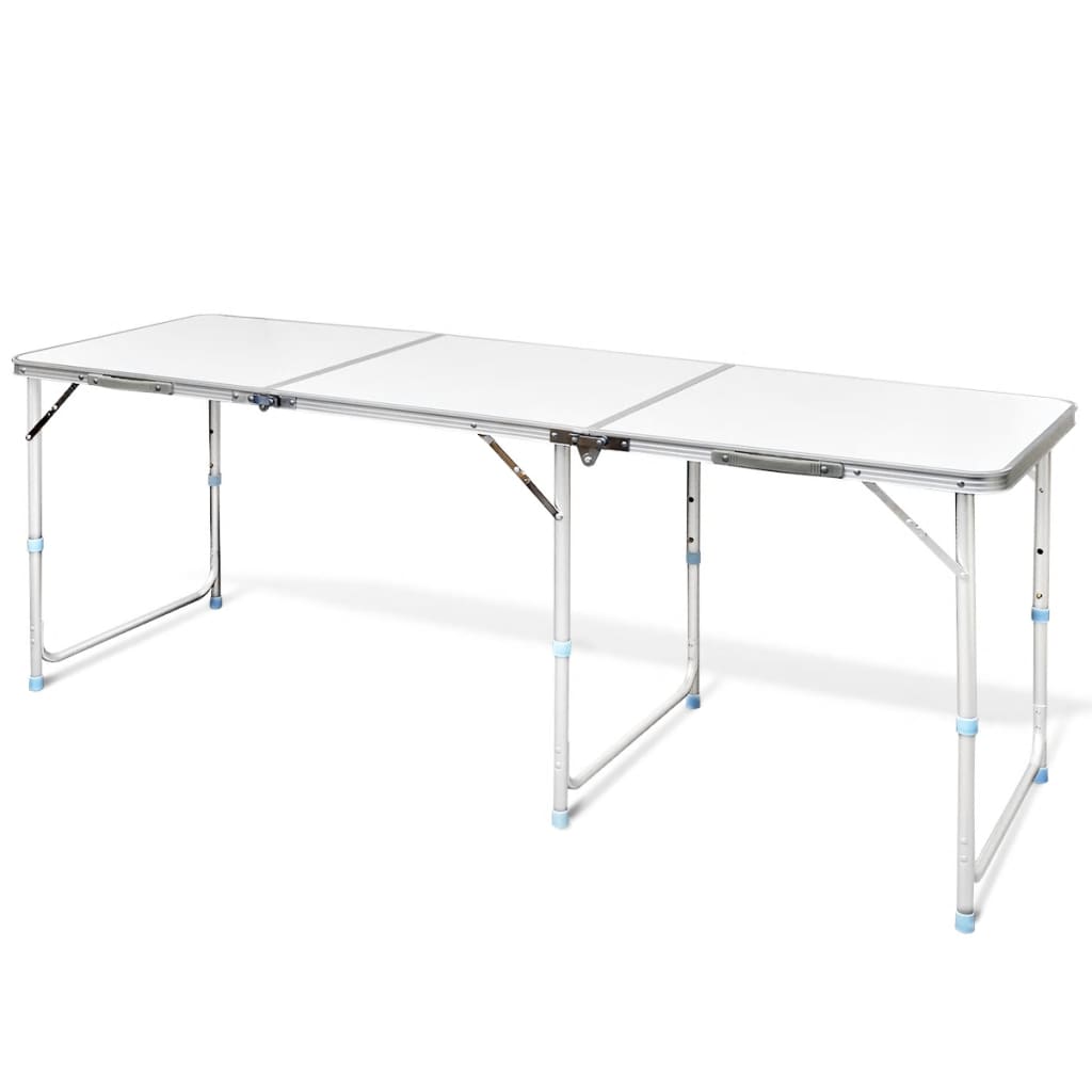 Camping Inklapbaar En Verstelbaar In Hoogte Aluminium 80 X 60 Cm Wit 180 x 60 cm Tafel