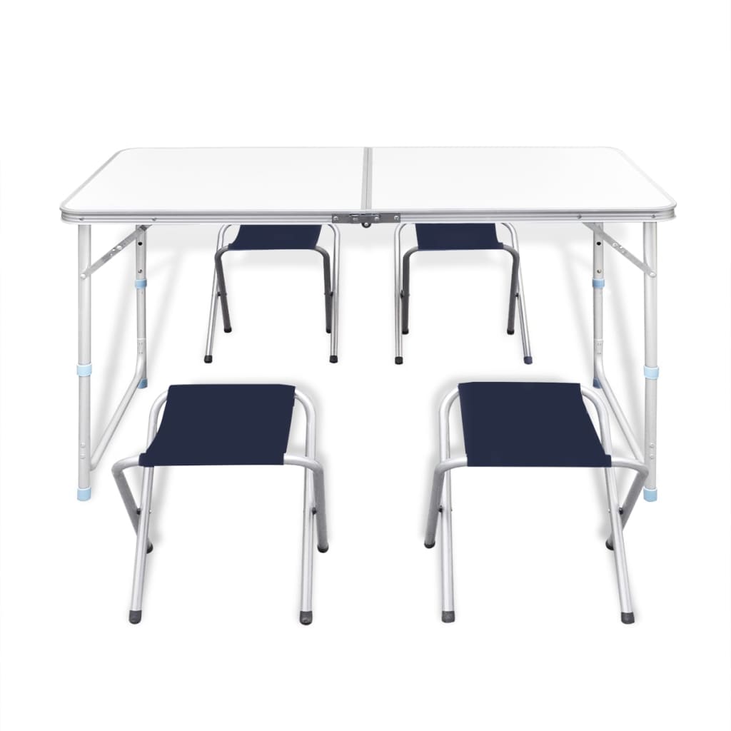 Campingtafel inklapbaar en verstelbaar aluminium 120 x 60 cm 4 stoelen