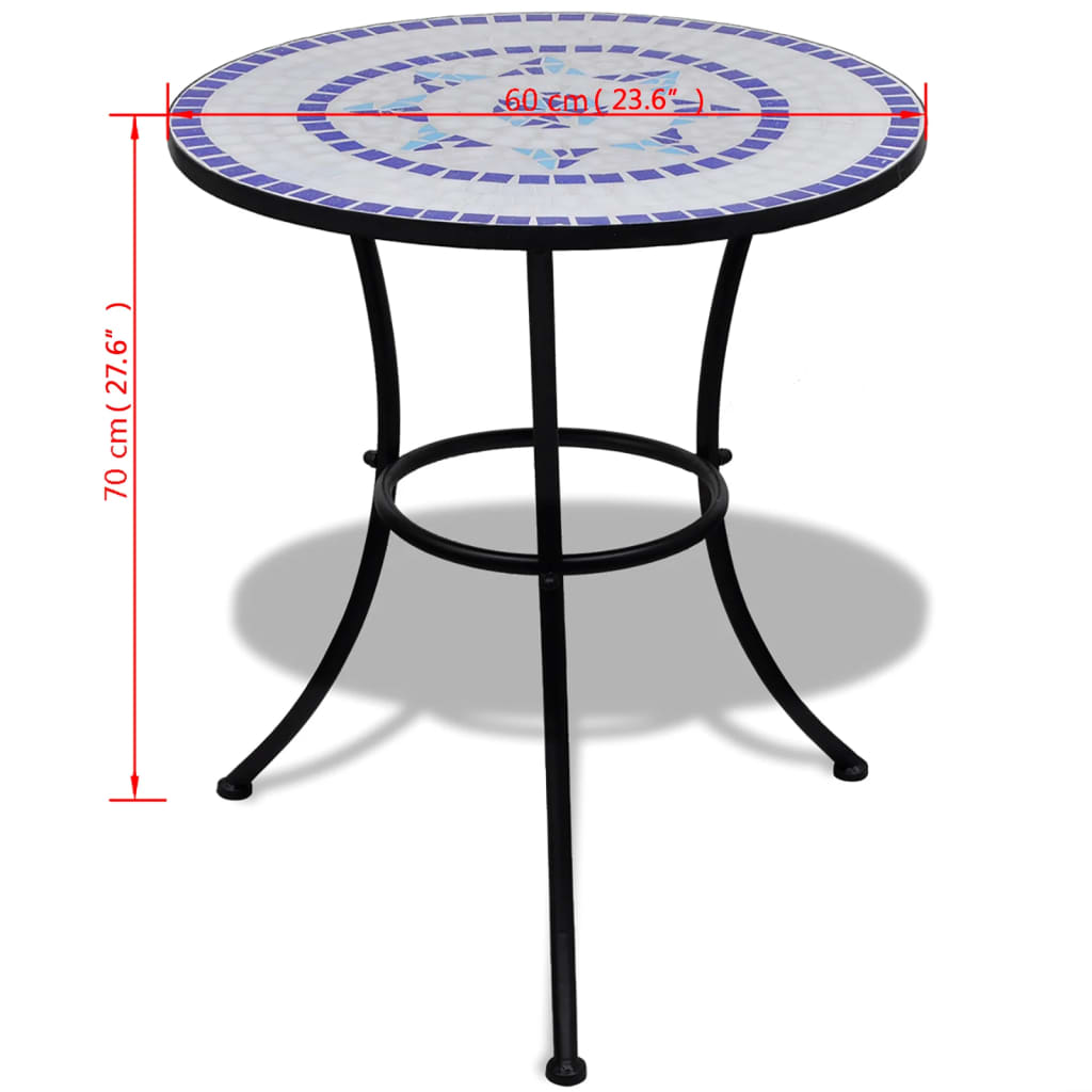 Bistrotafel 60 Cm Mozaïek En Wit 60 x 70 cm Blauw