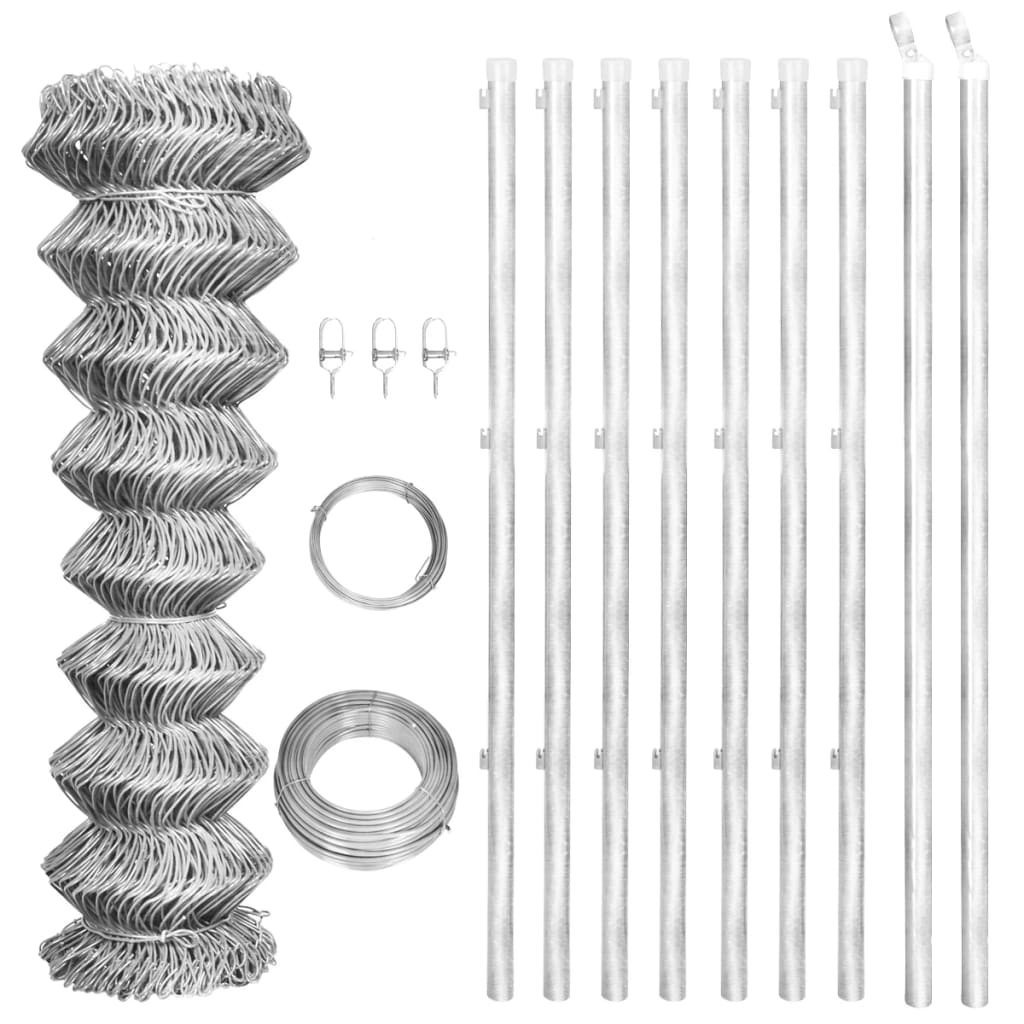 Gaashek Met Palen Gegalvaniseerd Staal Kleurig 15 x 1 m Zilver