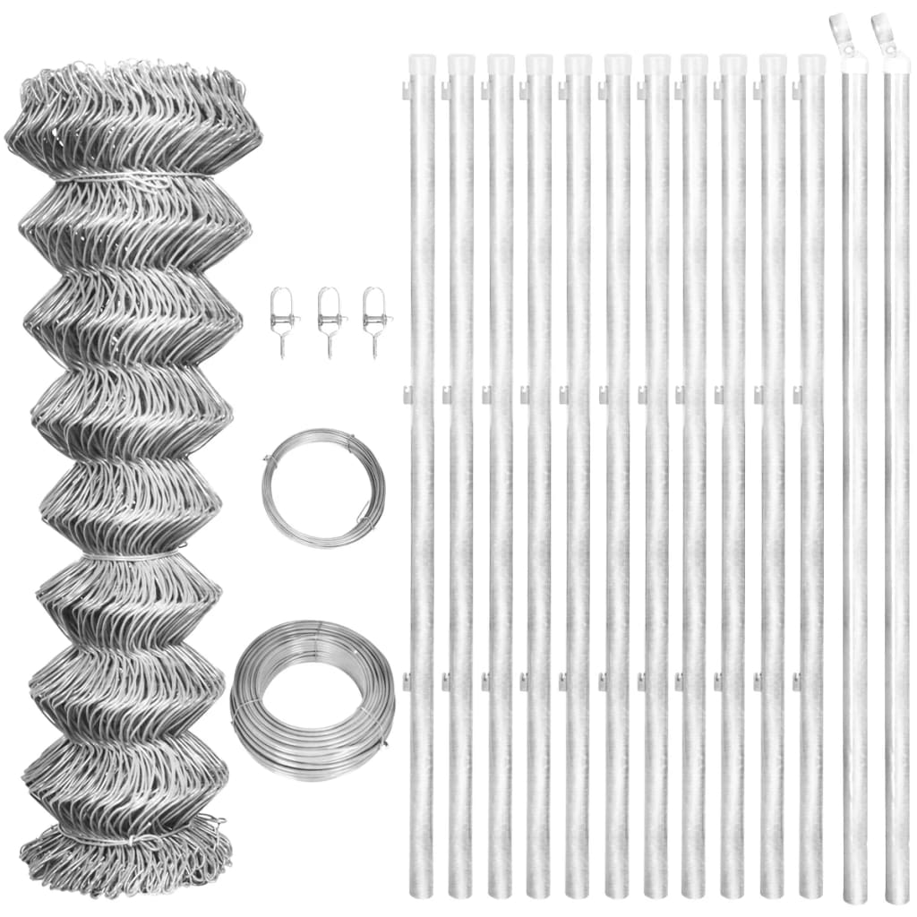 Gaashek Met Palen Gegalvaniseerd Staal Kleurig 25 x 1 m Zilver