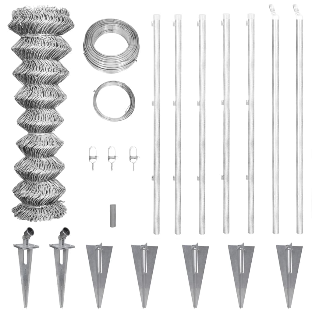 Gaashek Met Palen 5X,25 M Gegalvaniseerd Staal 15 x 1.25 m Zilver