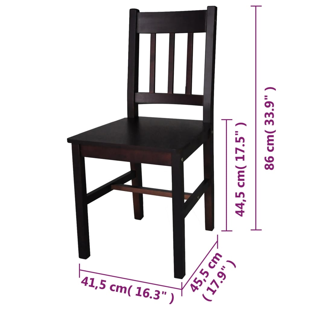 Eetkamerstoelen 6 st grenenhout donkerbruin