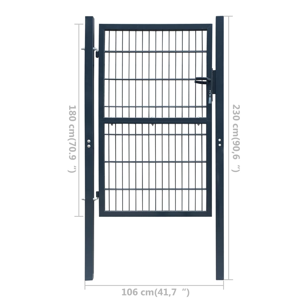 Poort Dubbelstaafmat (Enkel) 106X230 Cm Antracietgrijs 106 x 230 cm