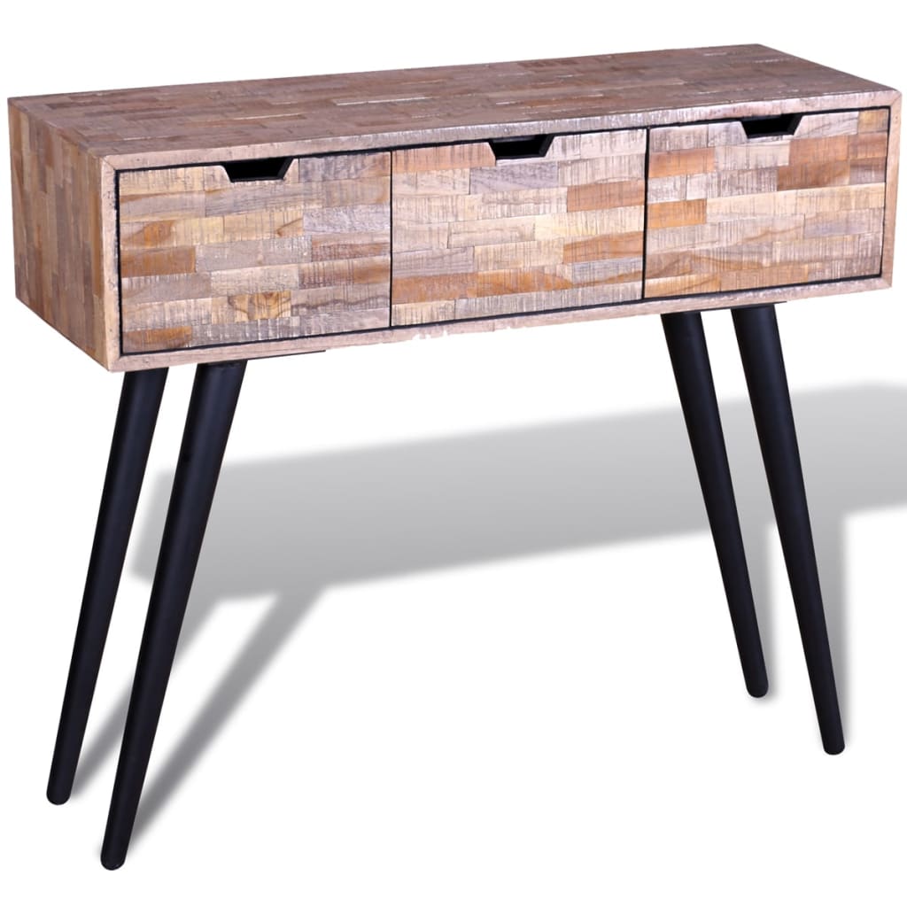 Wandtafel met 3 lades gerecycled teakhout