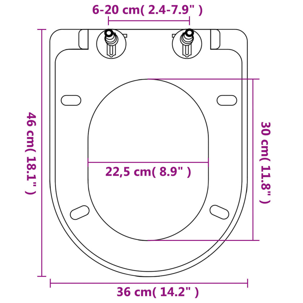 Toiletbril soft-close met quick-release ontwerp vierkant wit