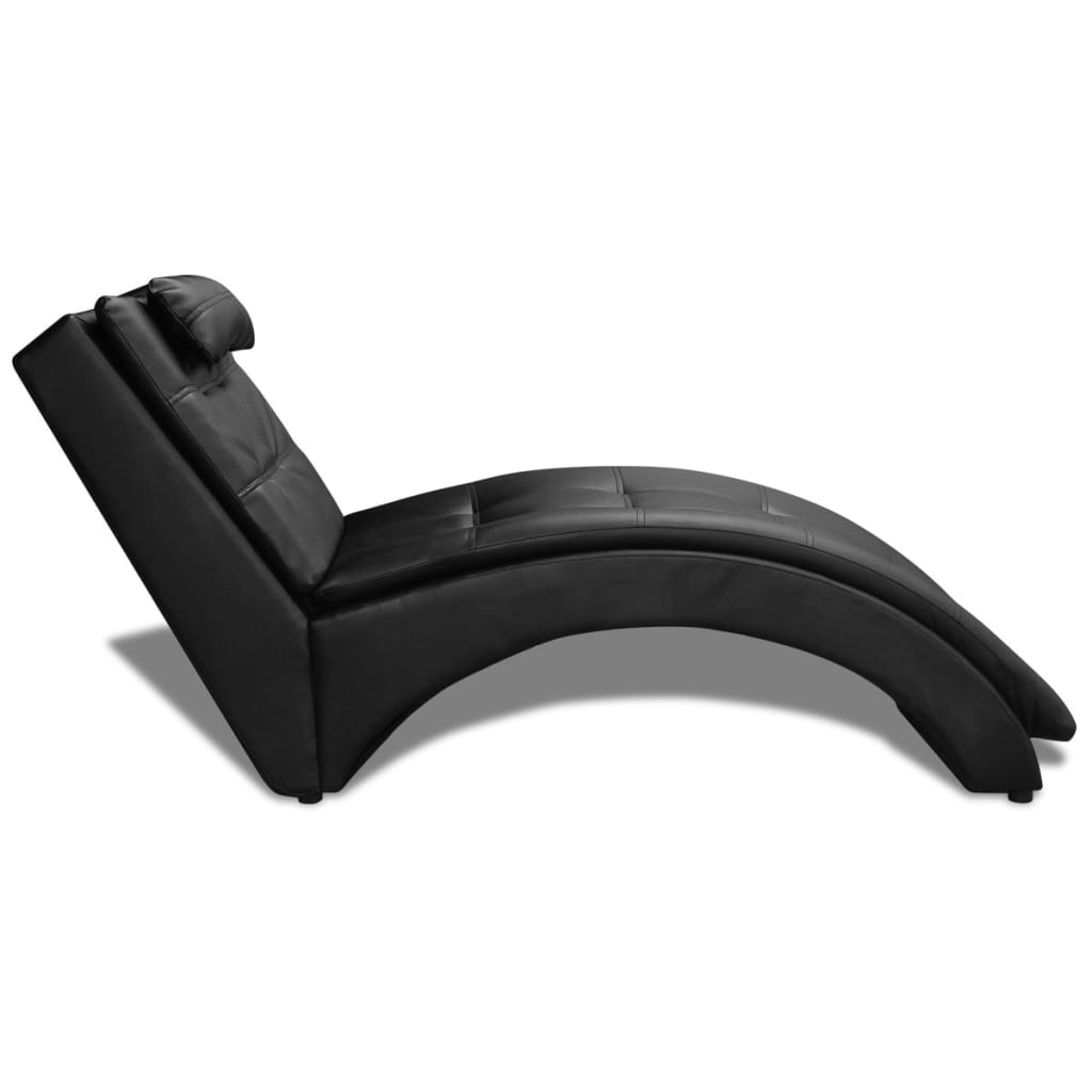 Chaise Longue Met Kussen Kunstleer Zwart