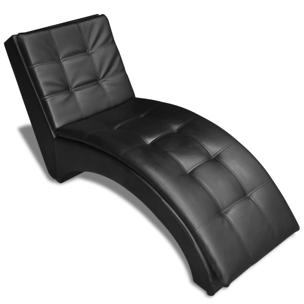 Chaise Longue Met Kussen Kunstleer Zwart