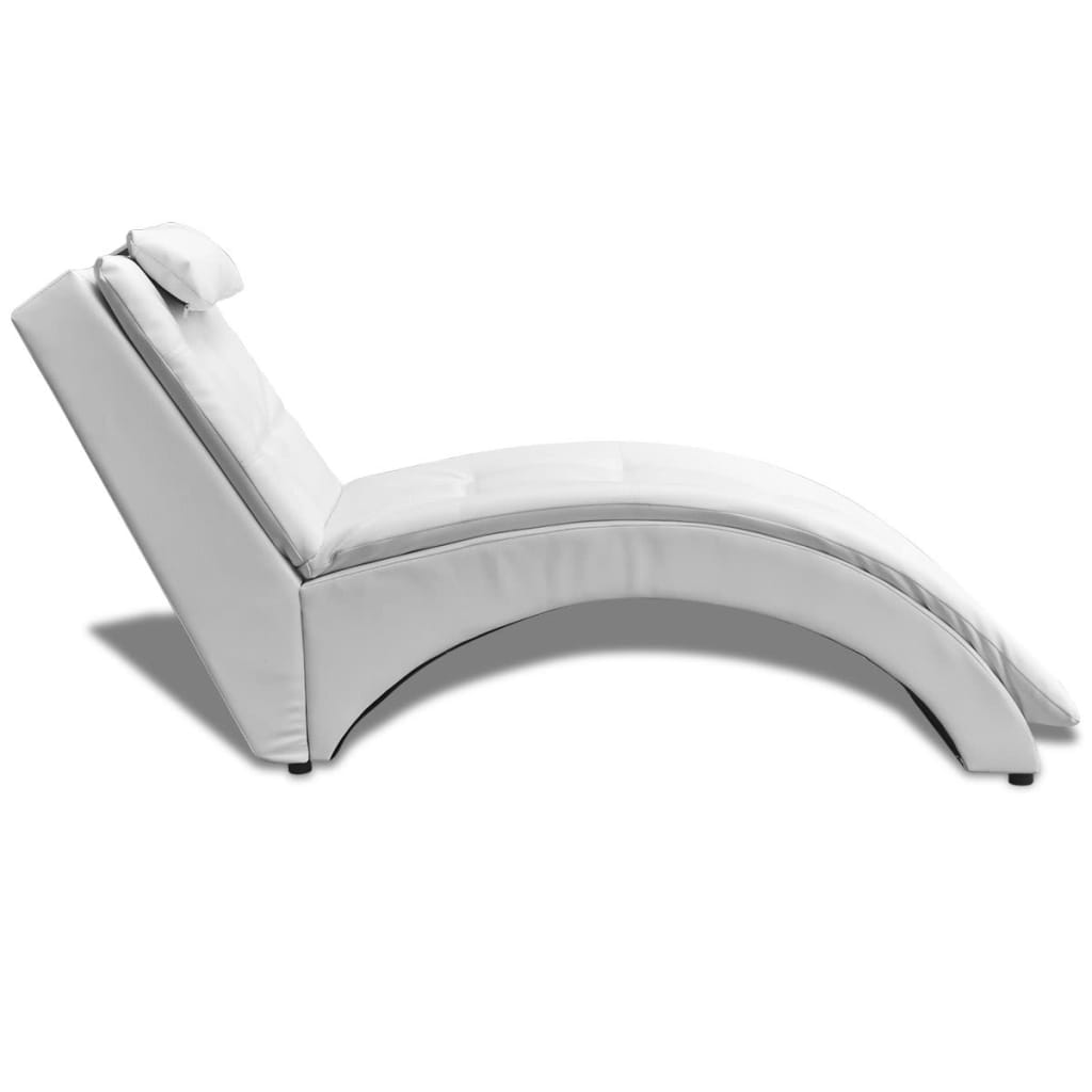 Chaise longue met kussen kunstleer wit