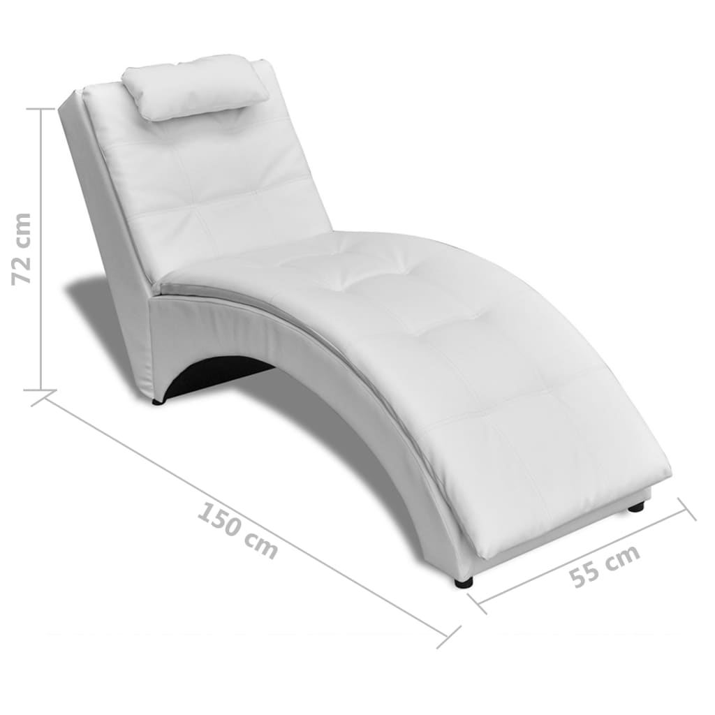 Chaise longue met kussen kunstleer wit