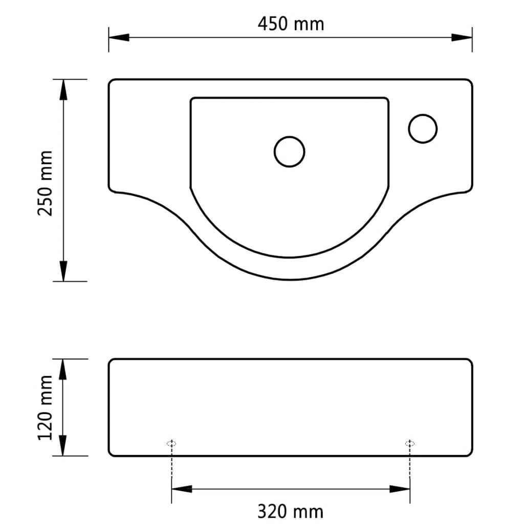 Wastafel Met Kraangat Keramiek Wit