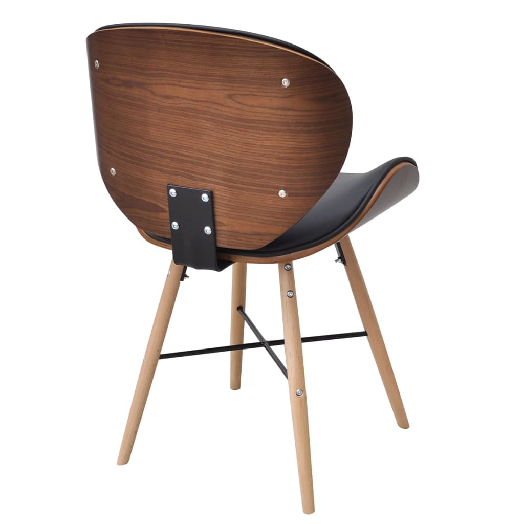 Eetkamerstoelen 4 st gebogen hout en kunstleer