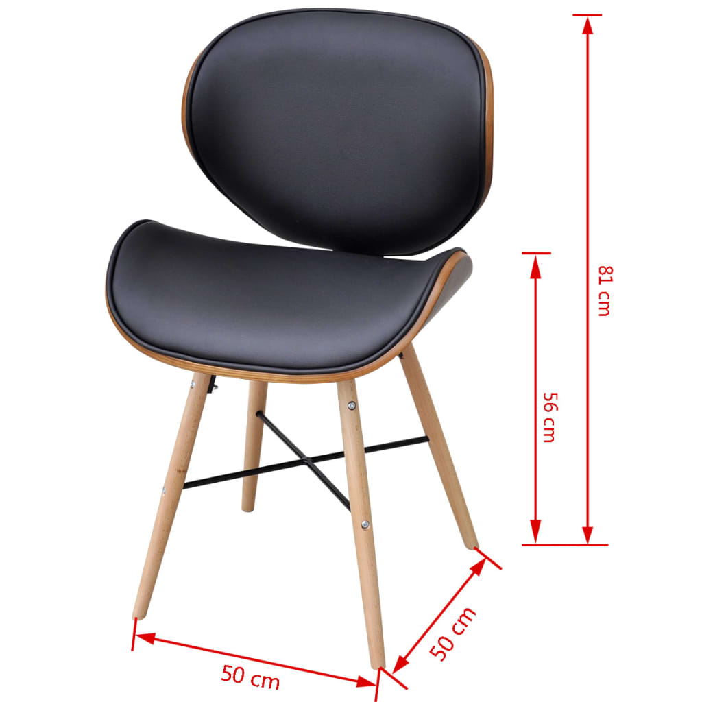 Eetkamerstoelen 4 st gebogen hout en kunstleer