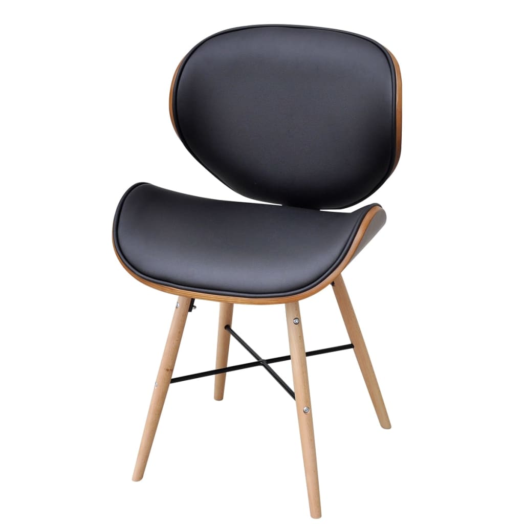 Eetkamerstoelen 6 st gebogen hout en kunstleer