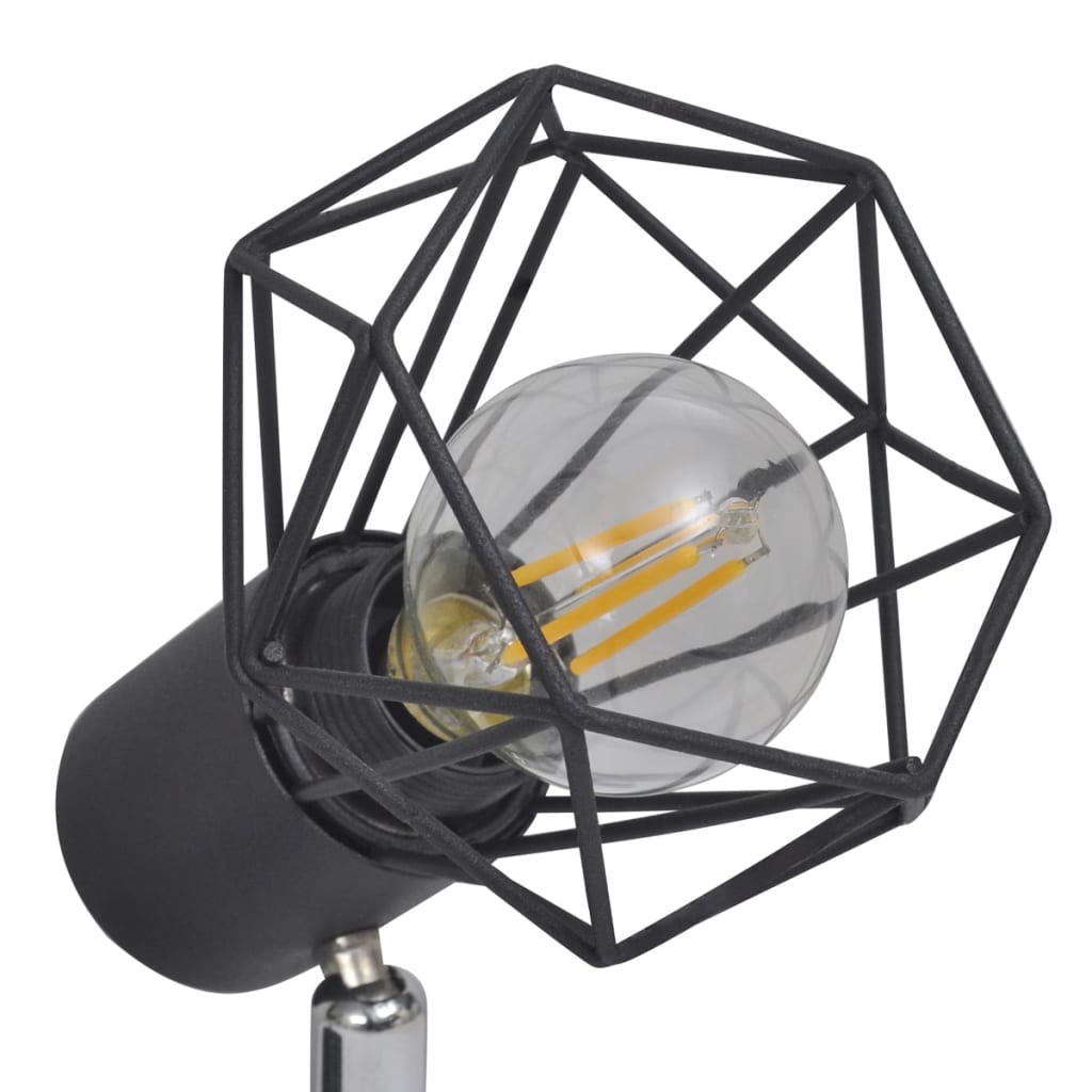 Plafondlamp met 2 LED's industriële stijl zwart