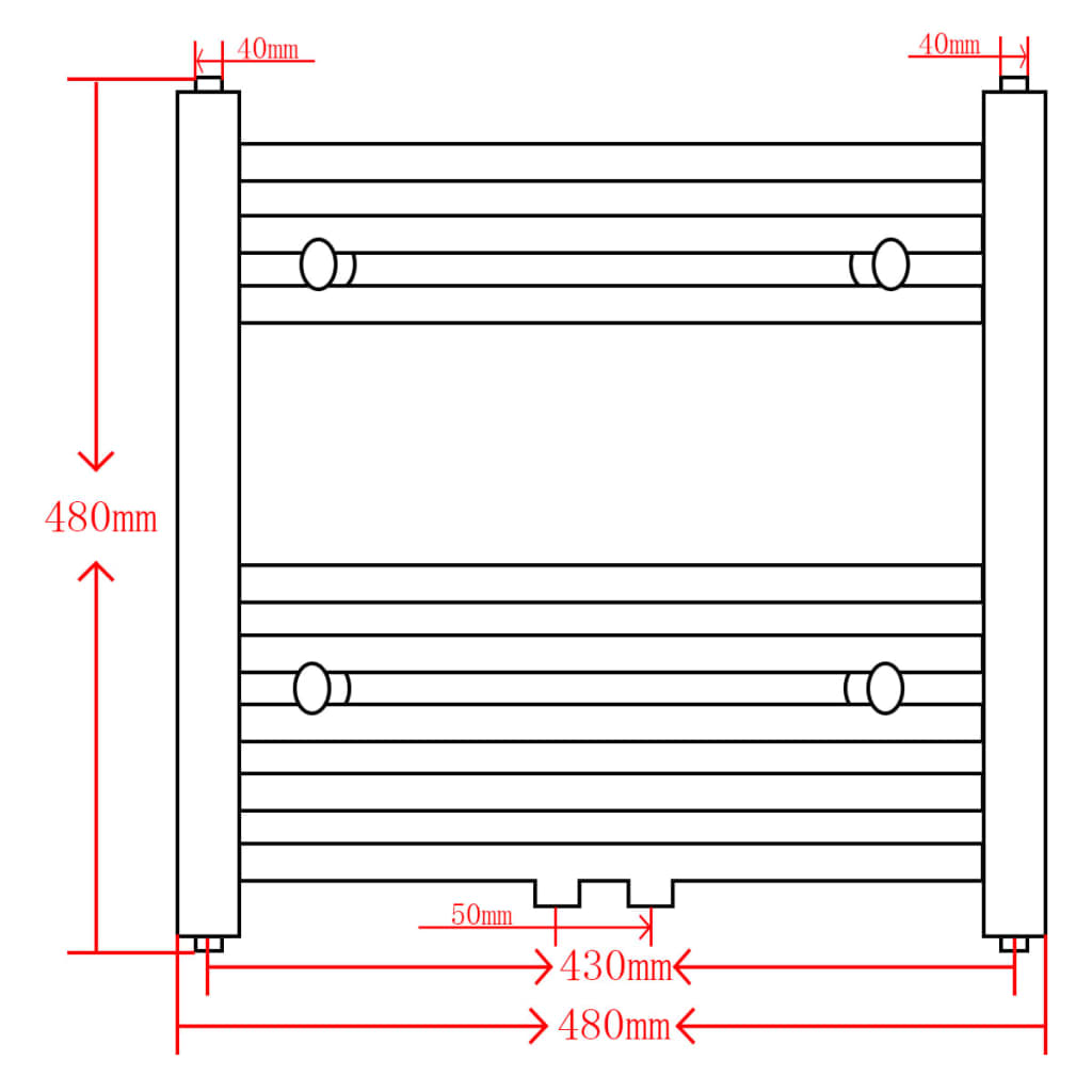 Radiator / Handdoekenrek Grijs 480 x 480 mm Recht