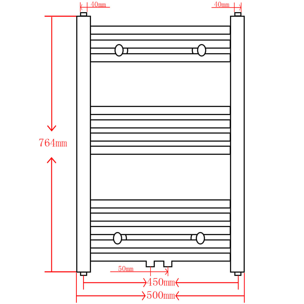 Radiator / Handdoekenrek Grijs 500 x 764 mm Recht