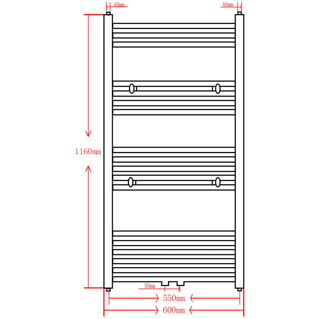 Radiator / Handdoekenrek Grijs 600 x 1160 mm Recht