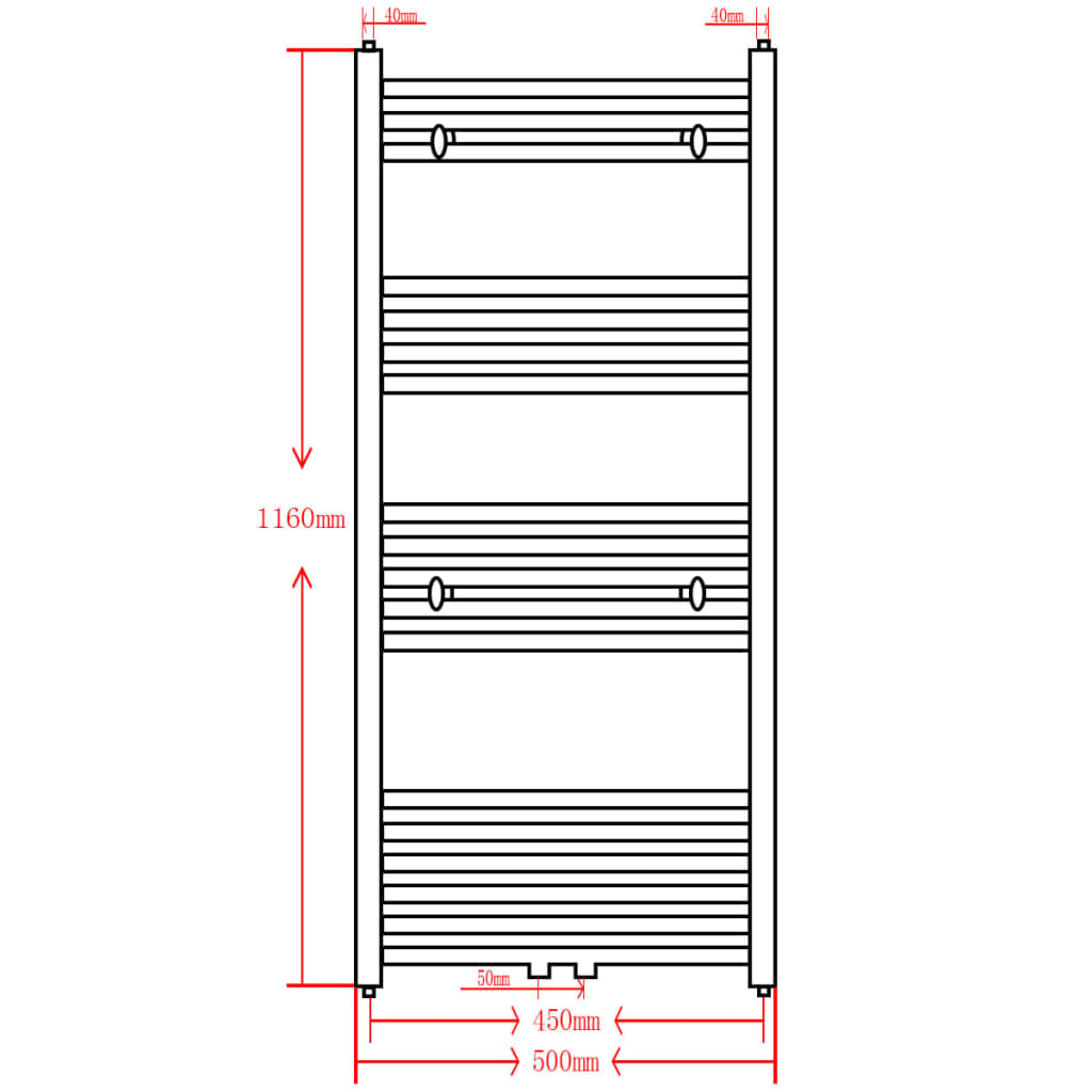 Radiator / Handdoekenrek Grijs 500 x 1160 mm Gebogen