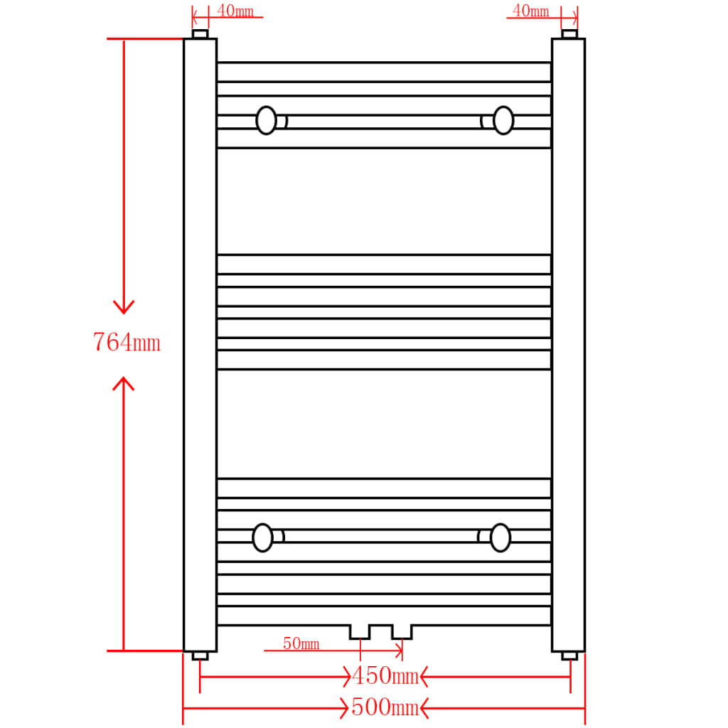 Radiator / Handdoekenrek Gebogen 500X764 Mm Zwart 500 x 764 mm