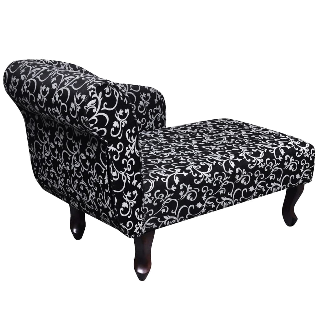 Chaise longue stof zwart en wit