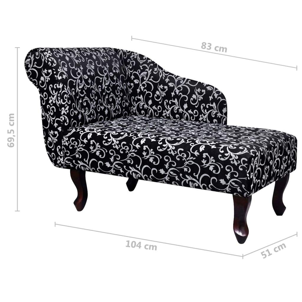 Chaise longue stof zwart en wit