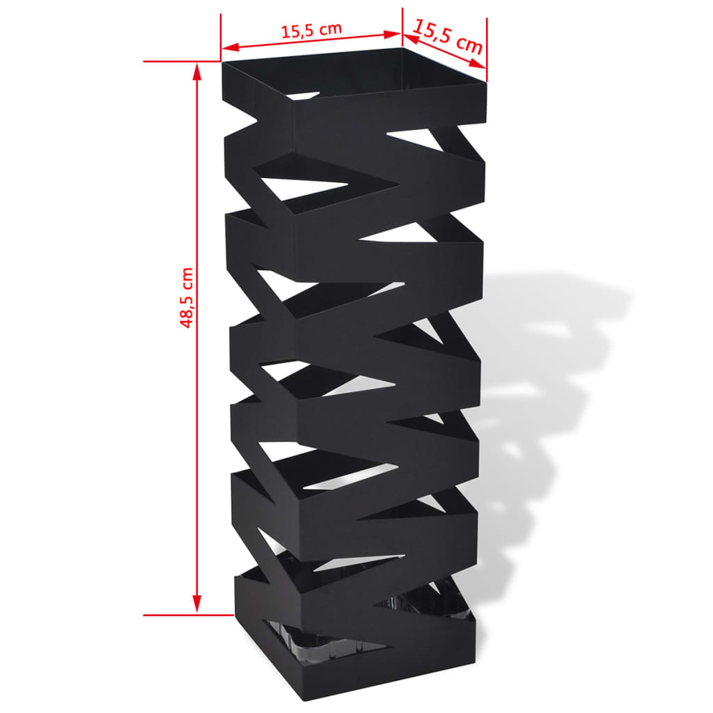 Paraplu- En Wandelstokhouder Vierkant 48,5 Cm Staal Zwart Patroon 9