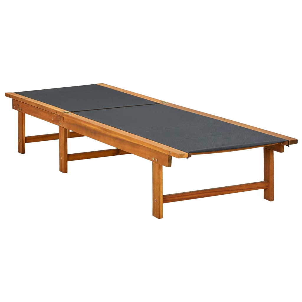 Ligbed Met Tafel Massief Acaciahout En Textileen Ligbed + Tafel