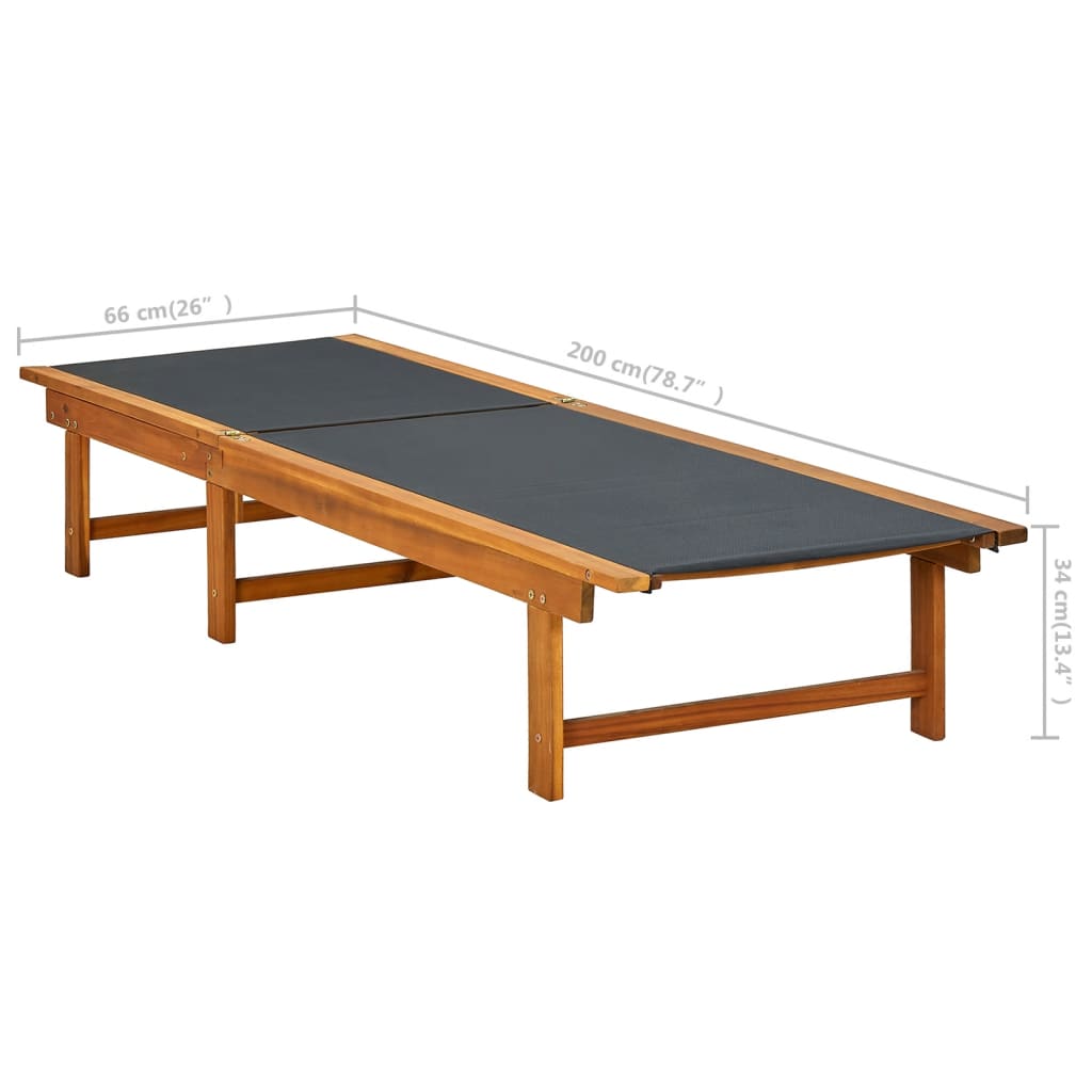 Ligbed Met Tafel Massief Acaciahout En Textileen Ligbed + Tafel