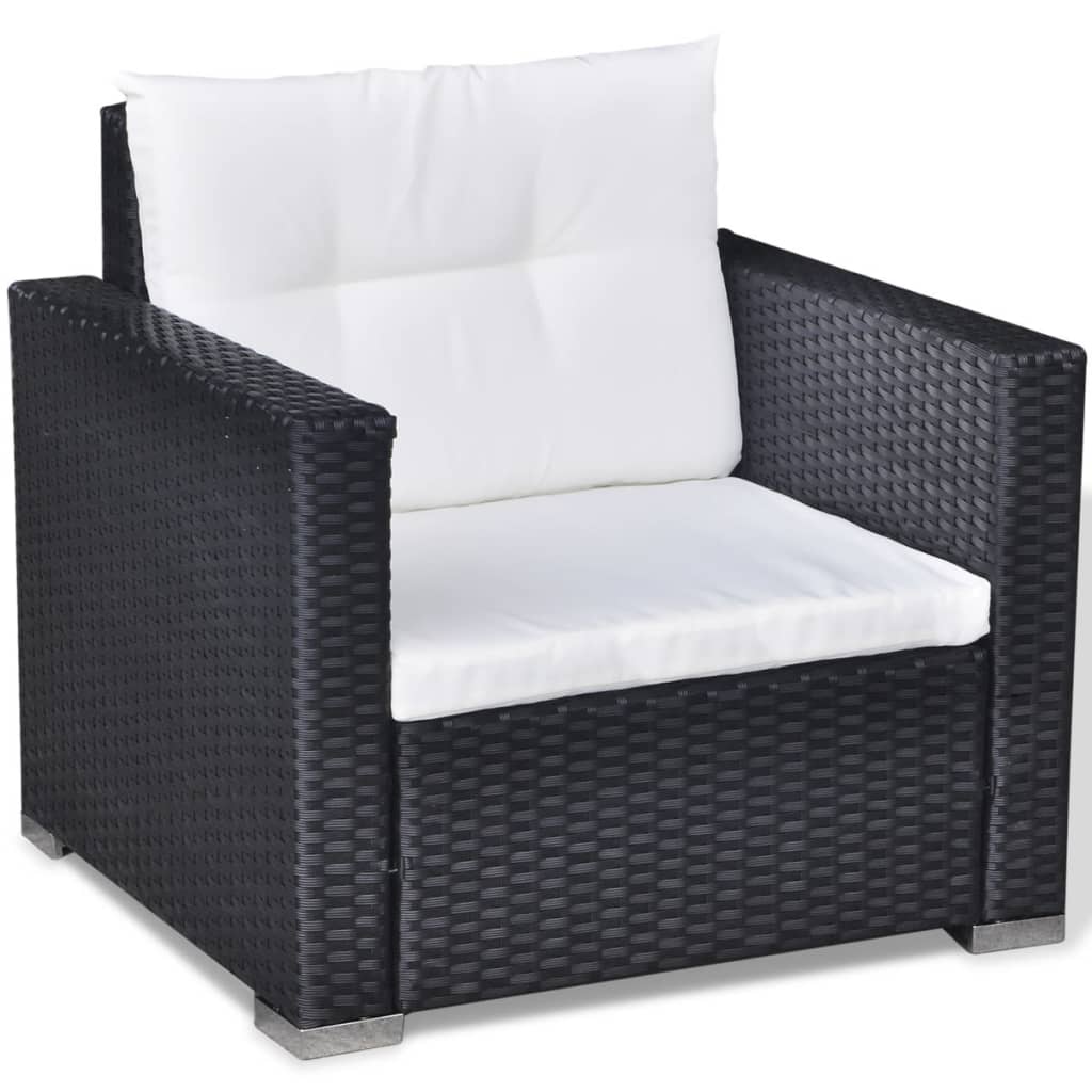 6-Delige Loungeset Met Kussens Poly Rattan Zwart