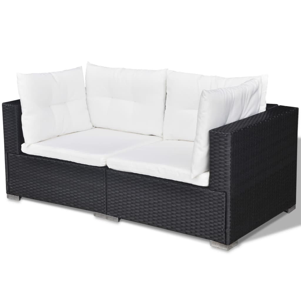 6-Delige Loungeset Met Kussens Poly Rattan Zwart