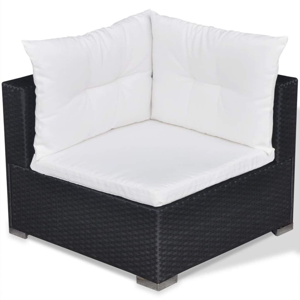 6-Delige Loungeset Met Kussens Poly Rattan Zwart