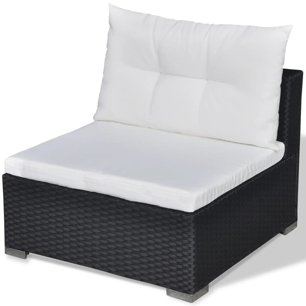 6-Delige Loungeset Met Kussens Poly Rattan Zwart