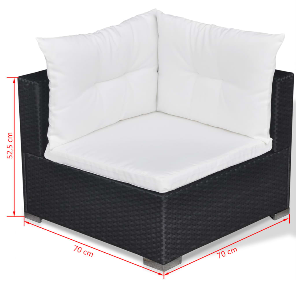 10-Delige Loungeset Met Kussens Poly Rattan Zwart