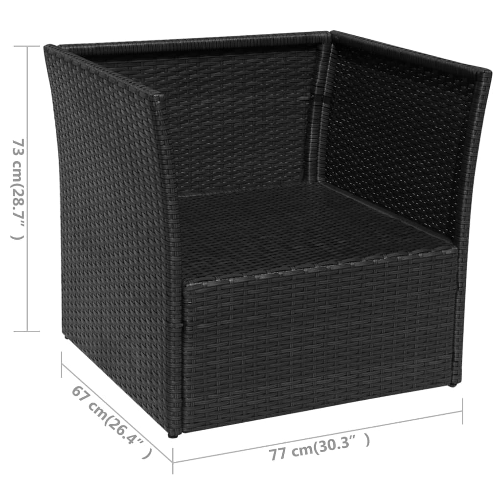 Tuinstoel Met Voetenbank Poly Rattan Zwart 1 Ja