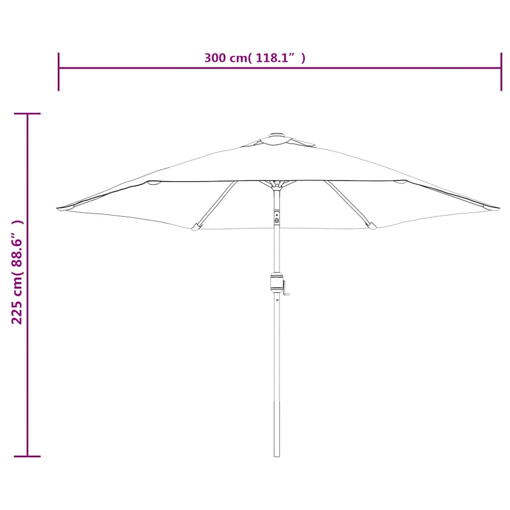 Zweefparasol met LED 3,5 m groen