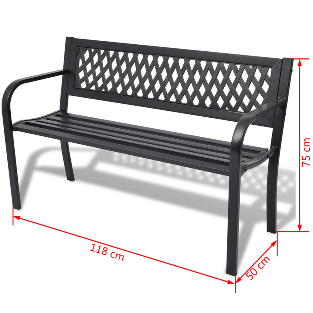 Tuinbank 118 Cm Staal Zwart