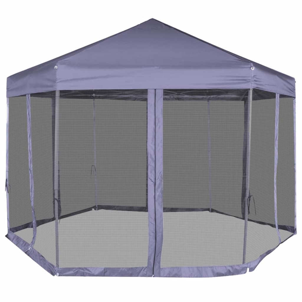 Partytent Met Zijwanden Pop-Up Zeshoekig 3,6X3,1 M Donkerblauw