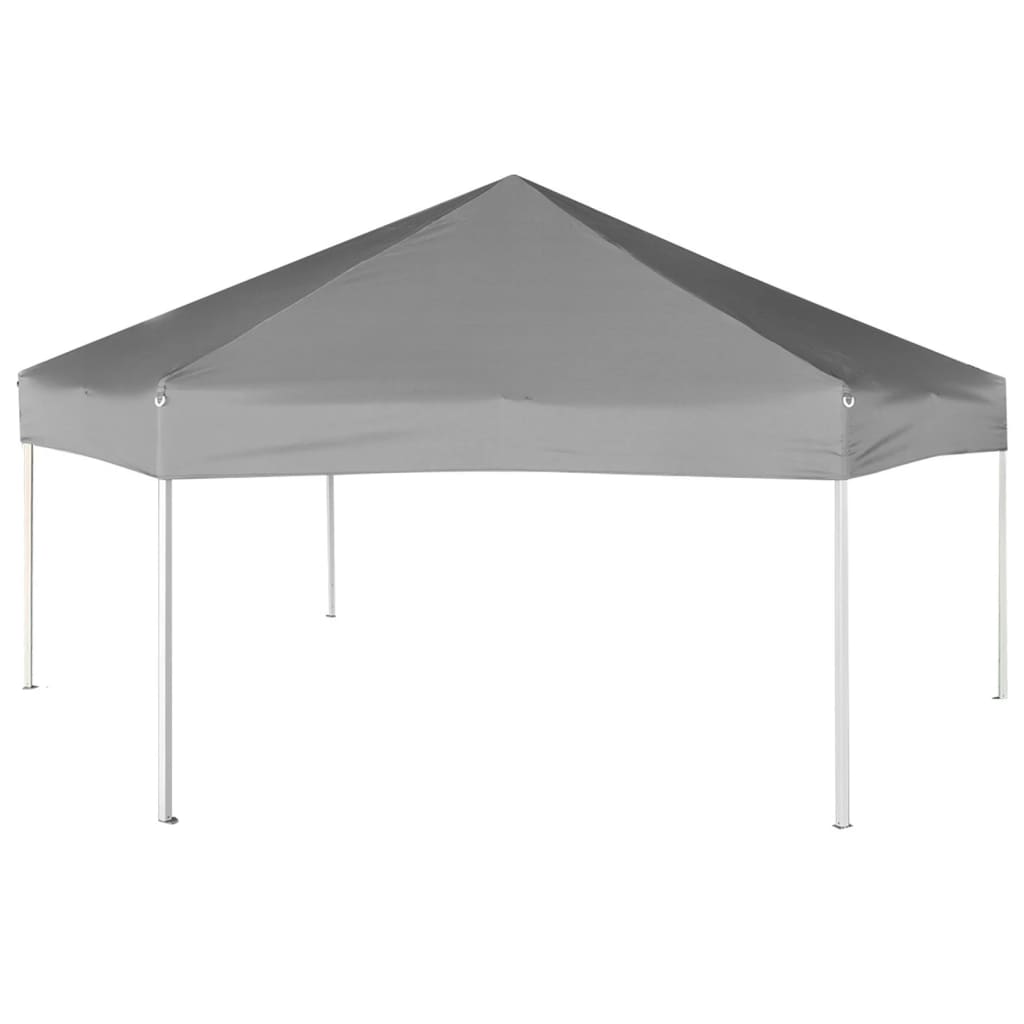 Partytent Pop-Up Zeshoekig Met 6 Zijwanden 3,6X3,1 M Grijs