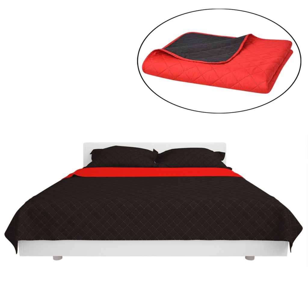 Dubbelzijdige quilt bedsprei rood en zwart 220x240 cm