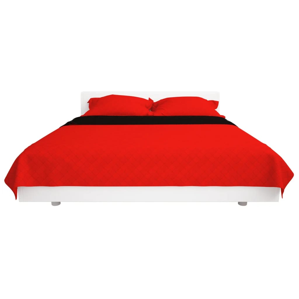 Dubbelzijdige quilt bedsprei rood en zwart 230x260 cm