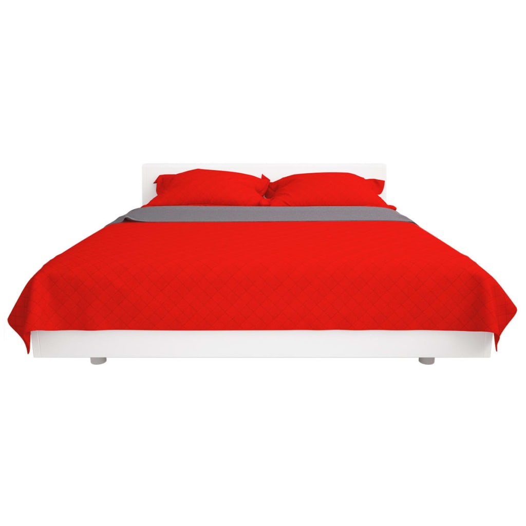 Dubbelzijdige quilt bedsprei rood en grijs 170x210 cm