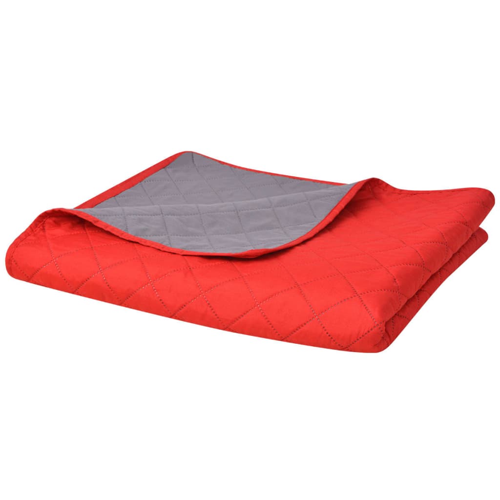 Dubbelzijdige quilt bedsprei rood en grijs 230x260 cm