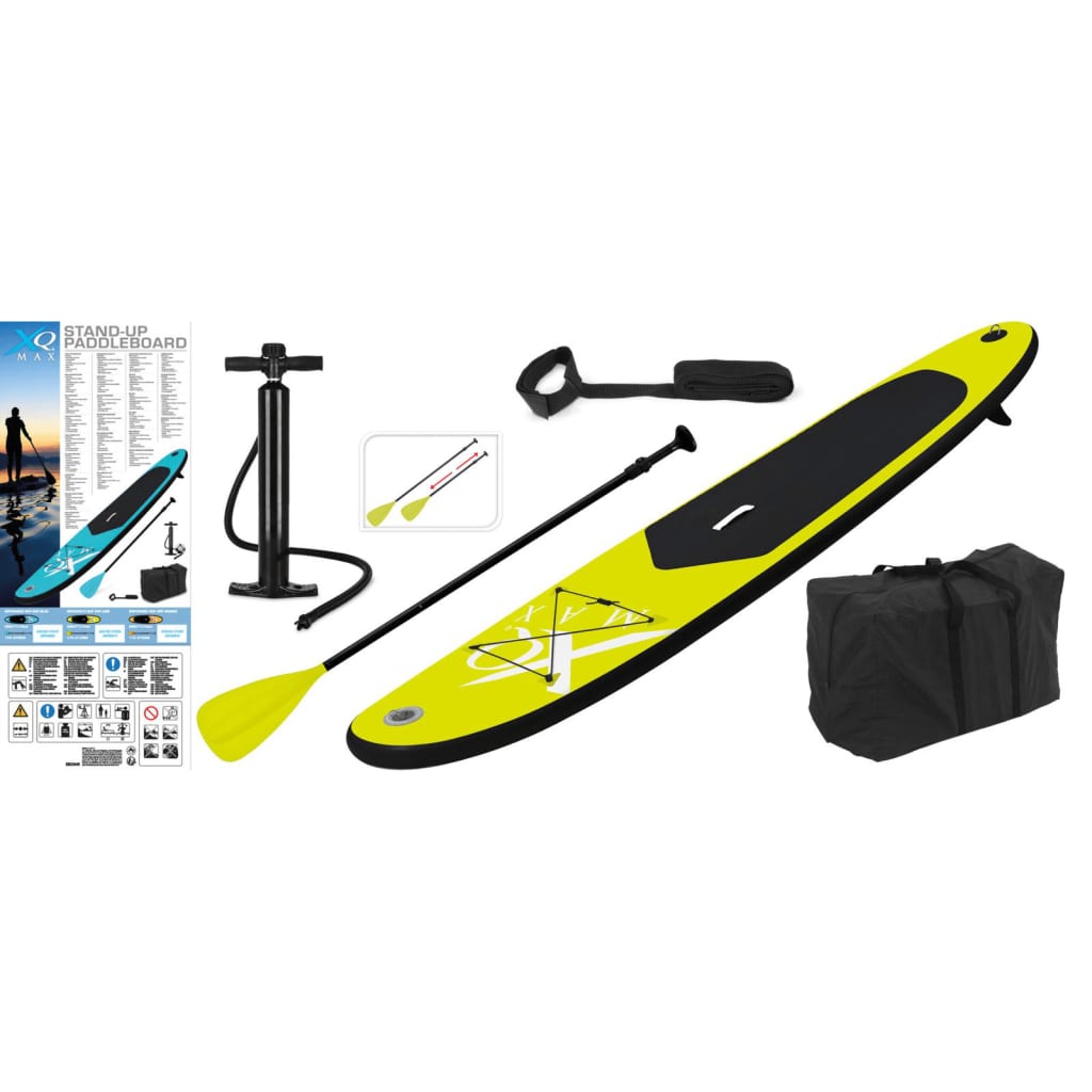 Stand Up Paddleboard opblaasbaar 285 cm lime en zwart